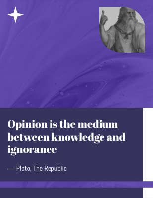 Opinion is the medium between knowledge and ignorance ― Plato