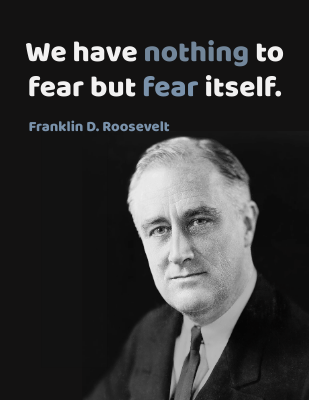 We have nothing to fear but fear itself. - Franklin D. Roosevelt